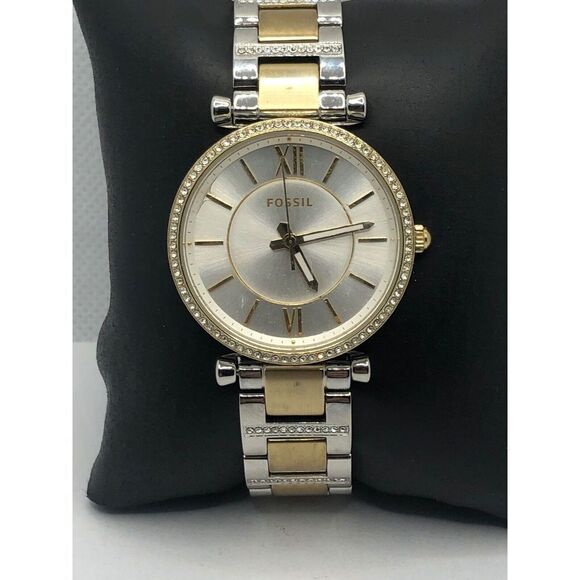 Fossil ES4302 Women's Two Tone Stainless Steel Analog Dial Quartz Watch KS484 - Picture 1 of 9